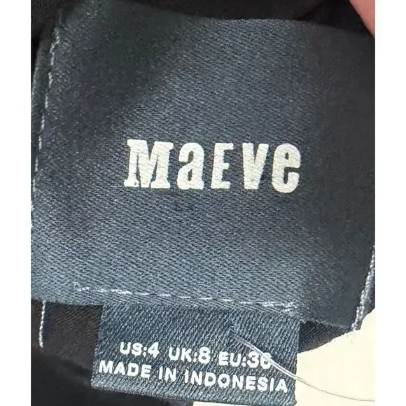 Maeve Anthropologie Dress 4 Black Shift Cold Shoulder Ruffle Lined Women EUC - Picture 8 of 9